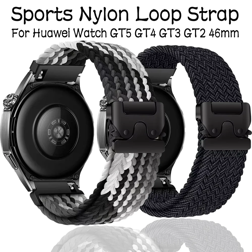 النايلون حلقة حزام لساعة هواوي 4 3 GT5-4-3-2 46 مللي متر المظلة مشبك سوار رياضي الفرقة سامسونج غالاكسي ساعة 7 6 5 4 40 44 مللي متر