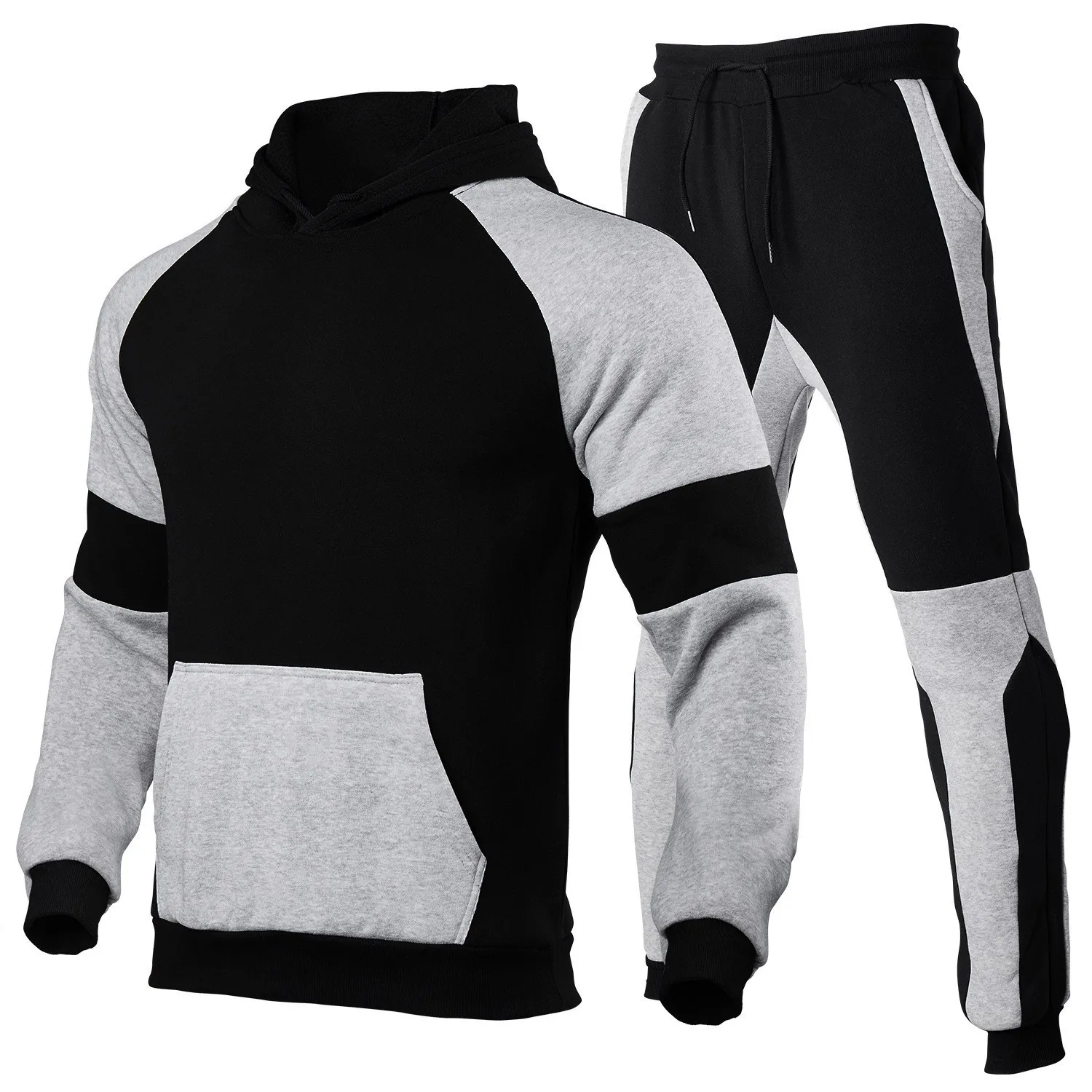 2026 Europäisch-Amerikanisches Herren Zweiteiler-Set mit Kapuze Langarm-Oberteil Jogginghose Mode Fitness Jogging Aerobic Freizeit Sport – Detail 3