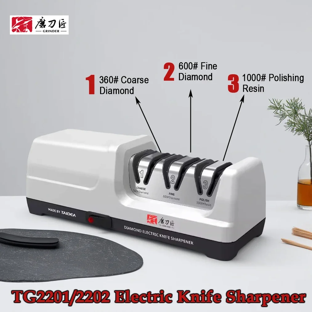 

TAIDEA Professional Electric Knife Sharpener Grit 360/600/1000# and Polishing Sharpening stone GrindStone Power 18W EU Plug HOT