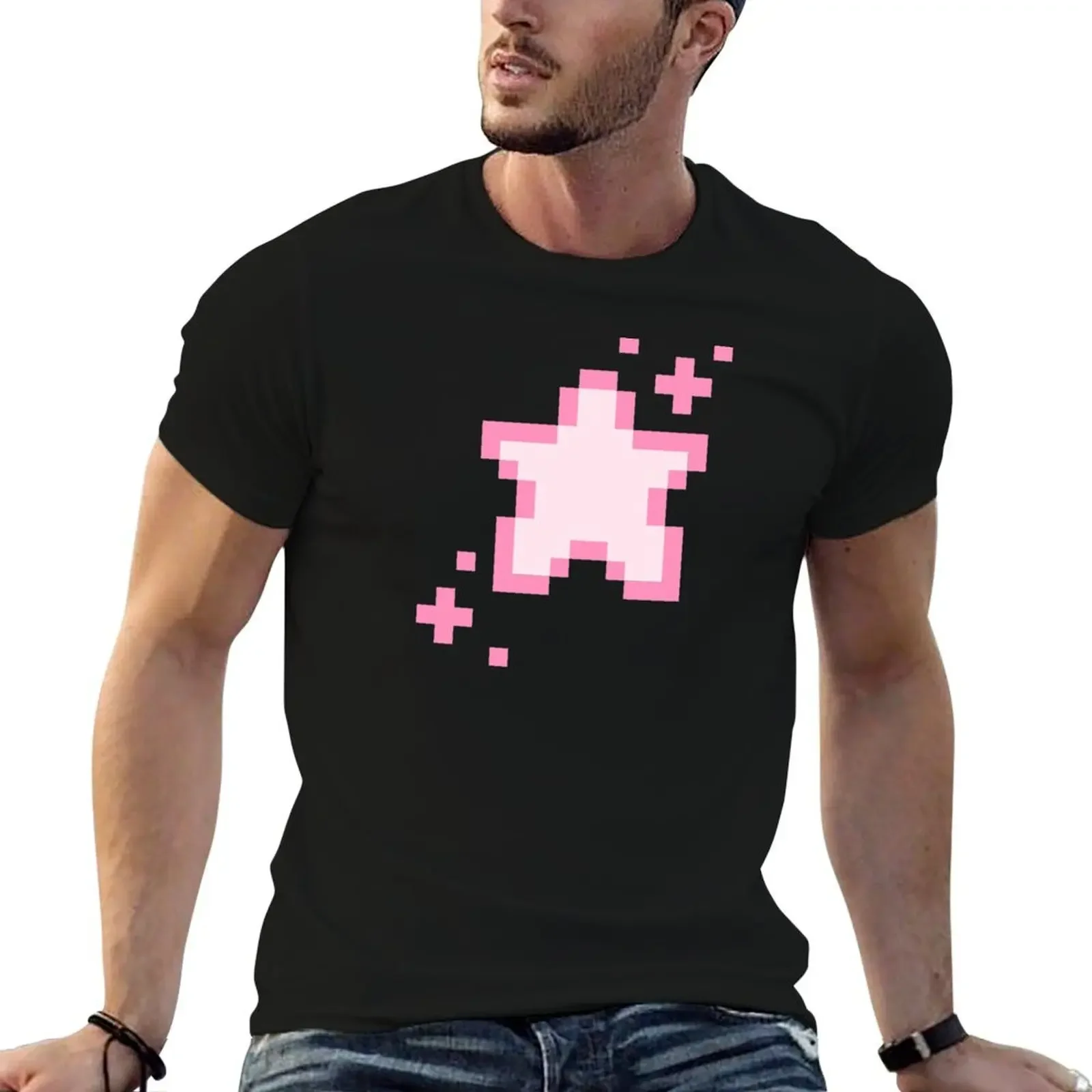 

Cute pixel art star T-Shirt cotton graphic tees custom t shirt black t-shirts for men