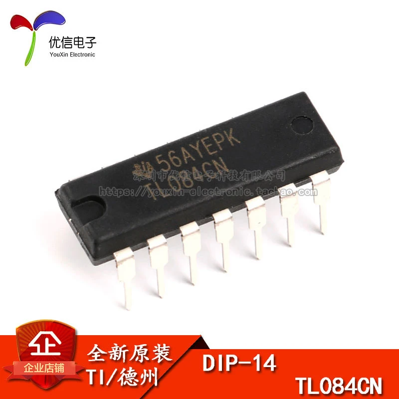 10PCS original authentic in-line TL084CN DIP-14 JFET linear instrument/quad-op amp chip  