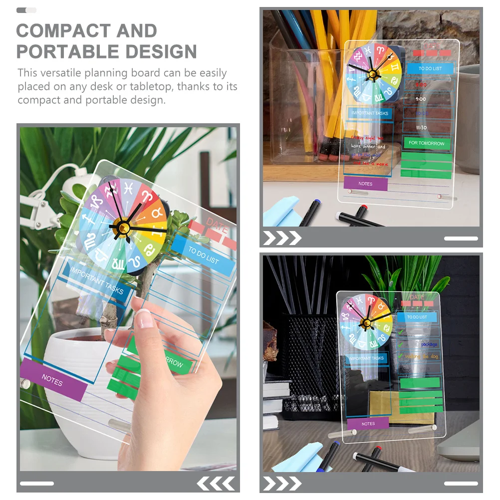 1 مجموعة سطح المكتب المفكرة ساعة مخطط مجلس الجاف محو الاكريليك منضدية مذكرة المنظم لأداة إدارة المنزل مكتب #6