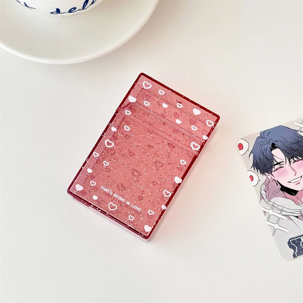 Transparent Glitter Star Bow Photocard Organizer Box Game Cards Storage Box Idol Kpop Albumes Photo Card Case Collection