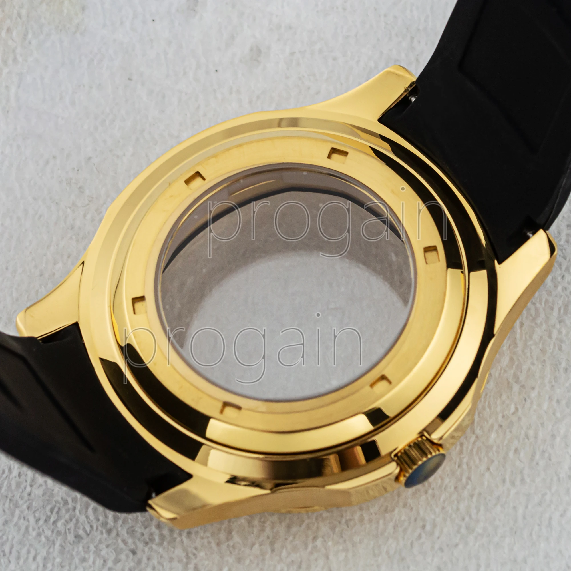 Waterproof Case NH35 Case Stainless Steel Case 42mm Watch Gold Case Rubber Strap for Nautilus AQUANAUT NH35 NH36 Movement Parts