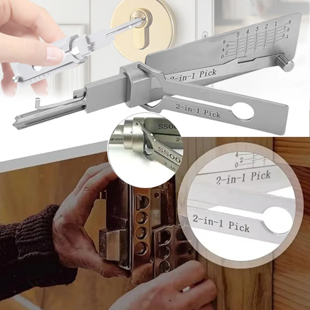 

SS001 Key Decoder Stainless Steel Lock Key Precision Hook Pick Set Maintenance Repair Tool Unlocking Engineering Multi-function