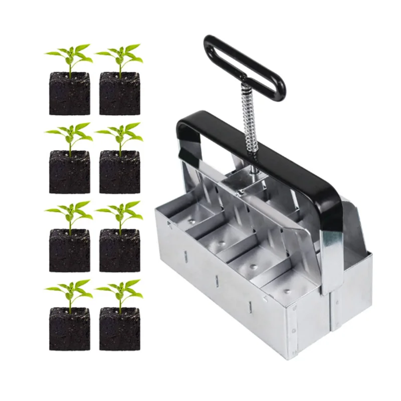 

Handheld Seedling Soil Blocker Soil Block Maker Stainless Steel Seedling Nursery Tools Durable Soils Blocking Garden Tool