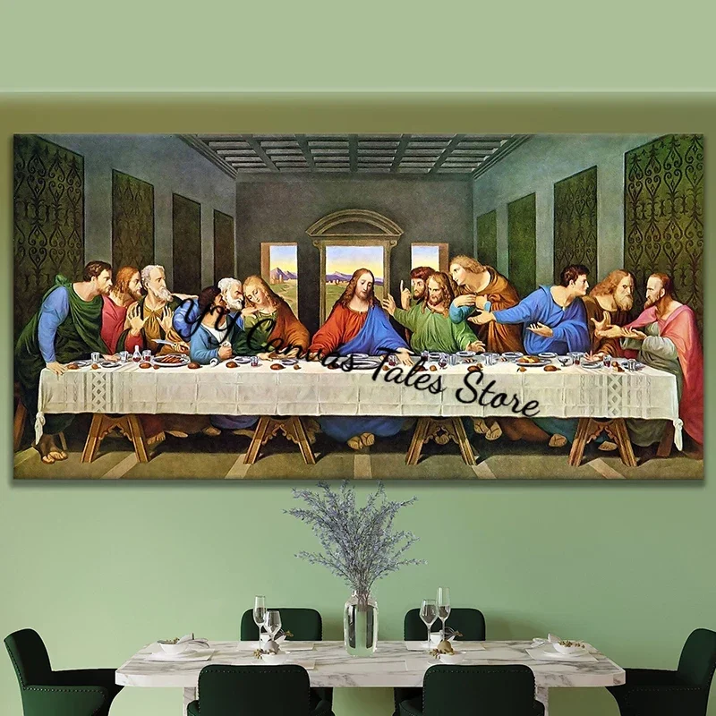 1pc frameless Canvas Painting Scandinavian Classic Vintage Wall Art Jesus and the Last Supper HD Canvas Poster Print Home Bedroo