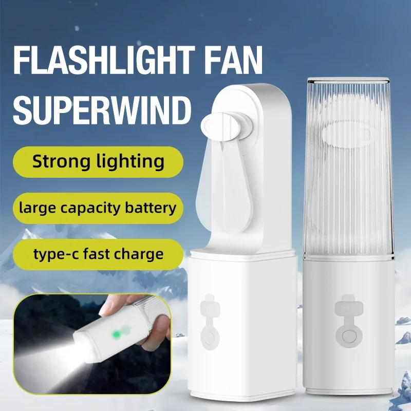 

Mini portable fan flashlight, small handheld fan, USB charging, 3-speed handheld fan, suitable for office, outdoor travel, campi