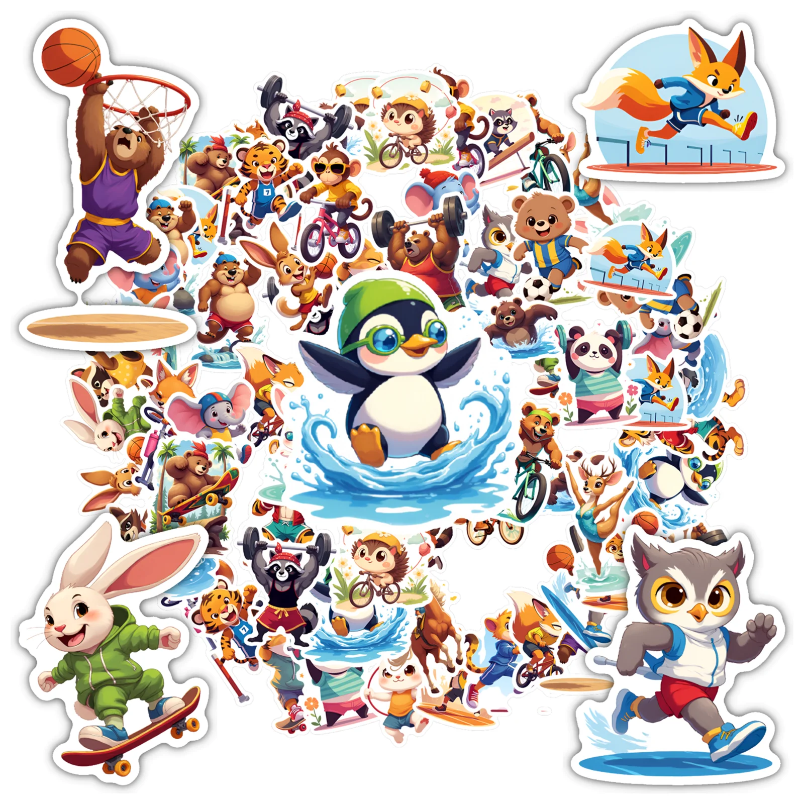 

35 шт.-50 шт., спортивные наклейки с героями мультфильмов, химерные милые персонажи, забавные наклейки, наклейки с животными для гитары, ноутбука, шлема, гитары