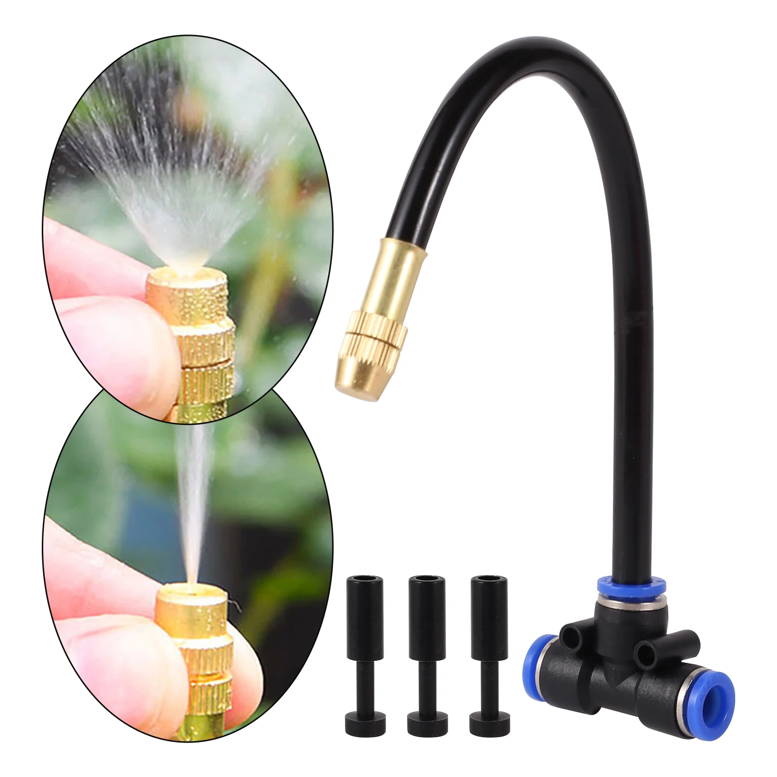 Free Bending Copper Mist Nozzle Universal Sprinkler Nozzle 8mm Straight Push Lock Joint Garden Humidification Cooling Sprayer