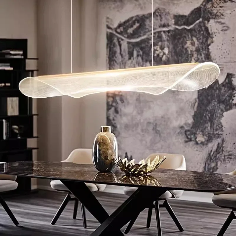Nordic Long Curve LED Chandeliers for Dining Room Food Tables Hallway Office Desks Pendant Lamp Home Decor Hanging Light Fixture
