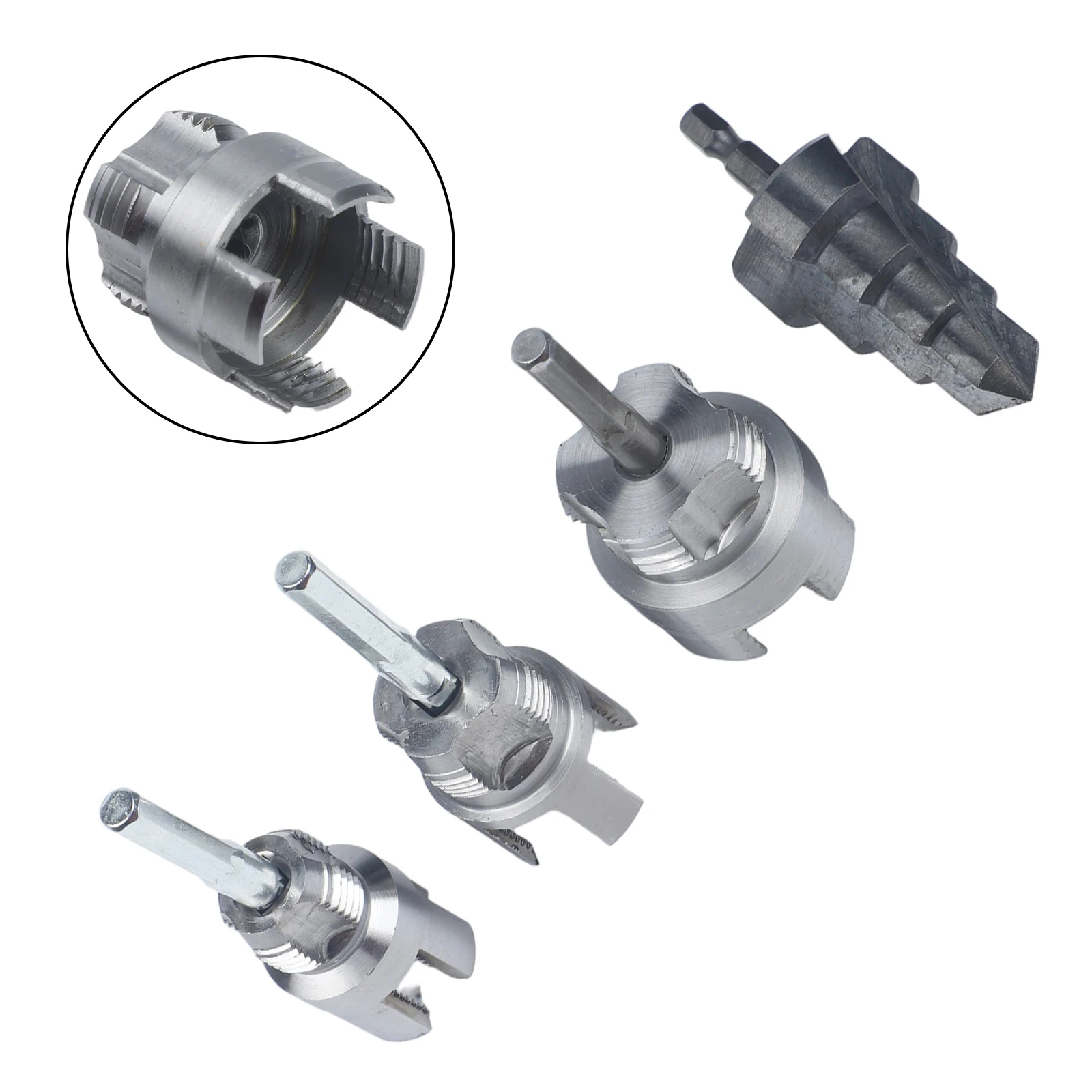 3 in 1 Pipe Threading System with Dual Cutters Step Drill Bit and Reamer for Accurate Threading and Pipe Preparation Tasks