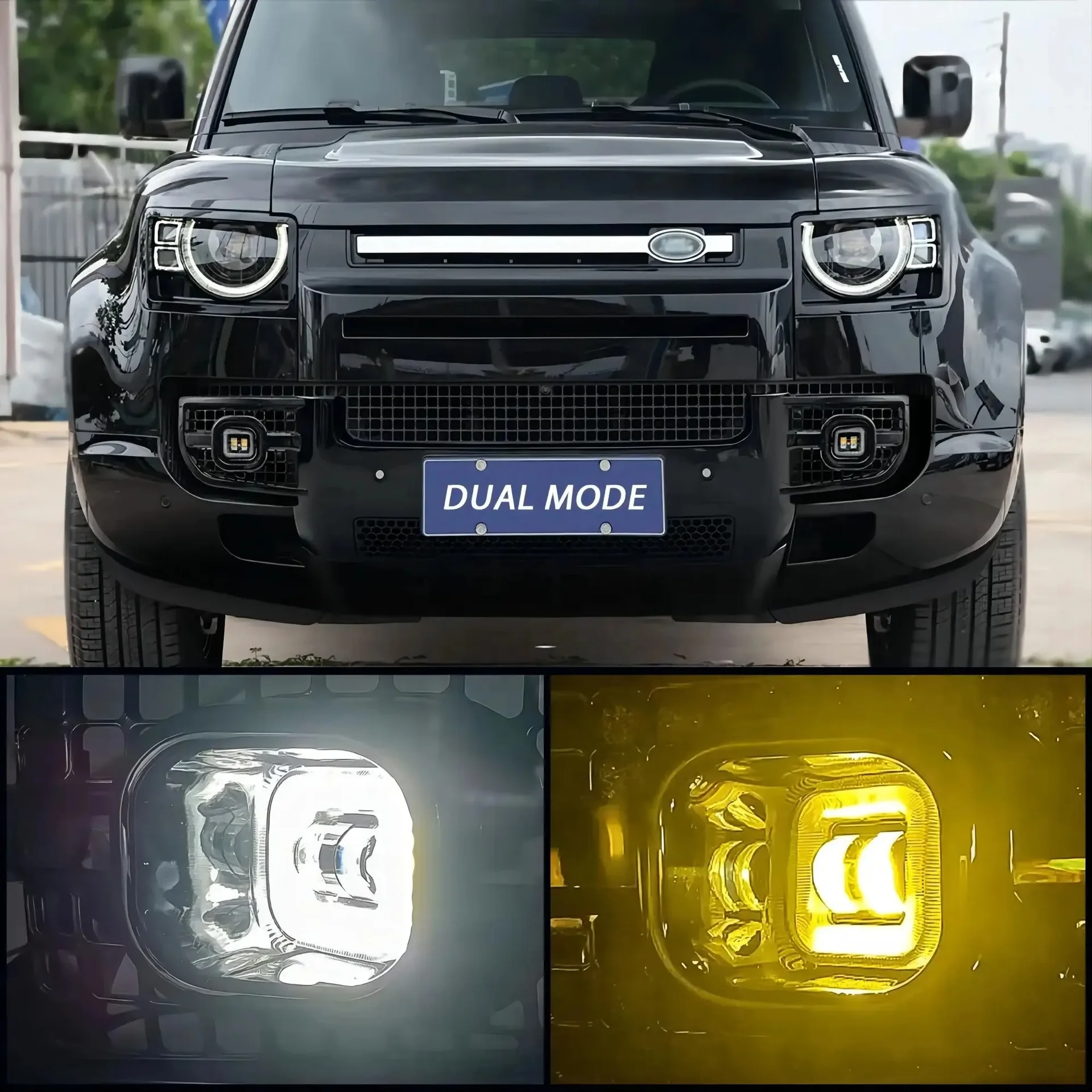 

Suitable for 20-24 New Guard fog lamp assembly LED modified yellow and white light 90/110/130 square port daytime running light