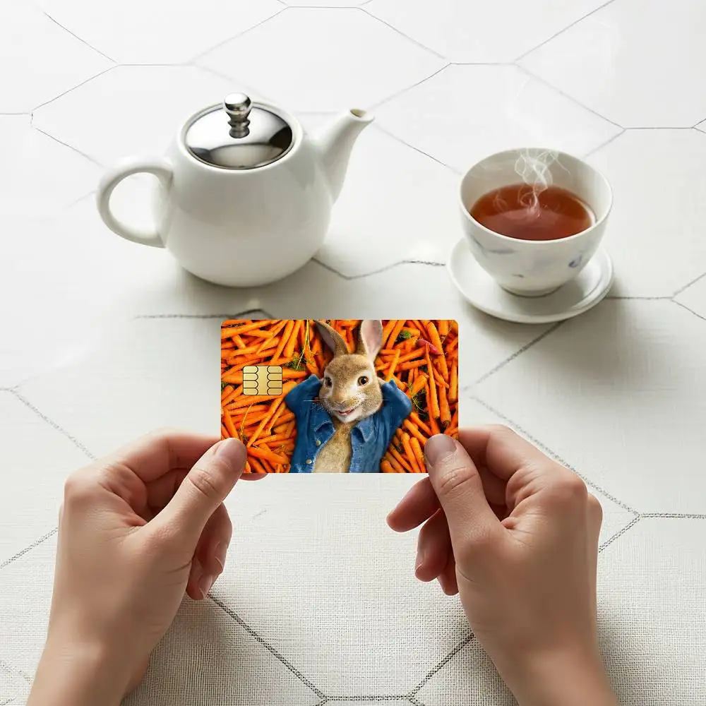 Movie P-Peter Rabbit Credit Skin Cover Card Stickers 4PCS Film Bus Pass Front Decoration Bank Debit Waterproof