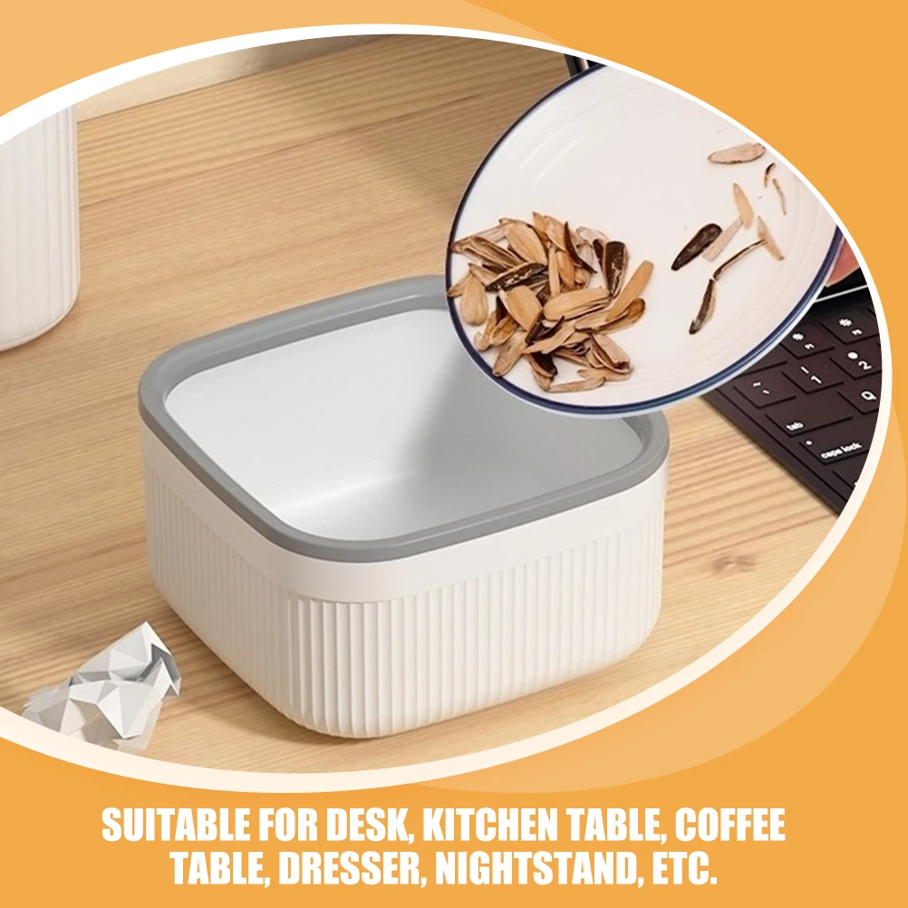 

2pcs Trash Cans Desk Household Tabletop Office Pen Holder Small Garbage Can White Desktop Waste Container Office Bucket