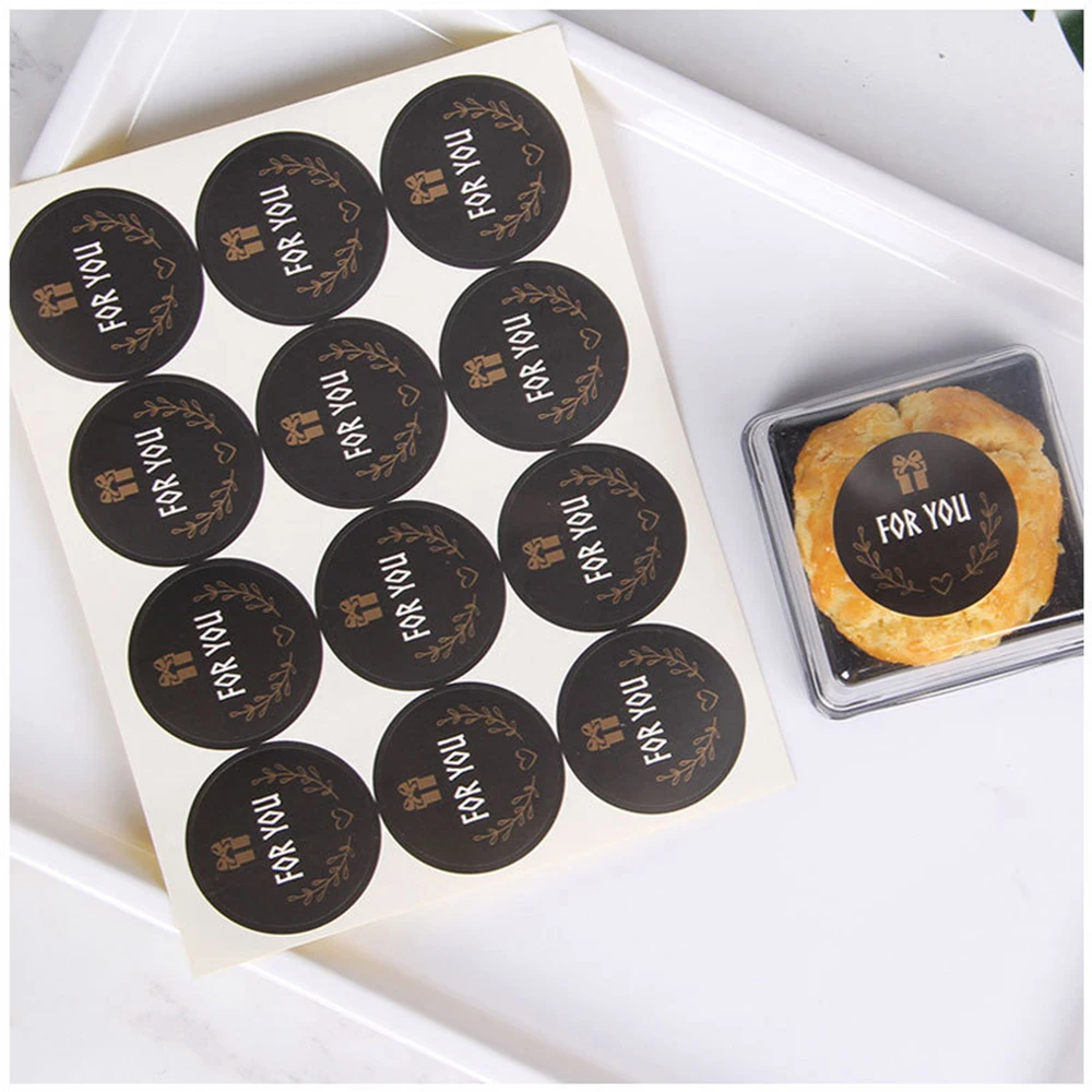 60pcs Cute For You Seal Sticker Round Black Seal Sticker Mutifunction DIY Decorative Gifts Package Labels For Baking