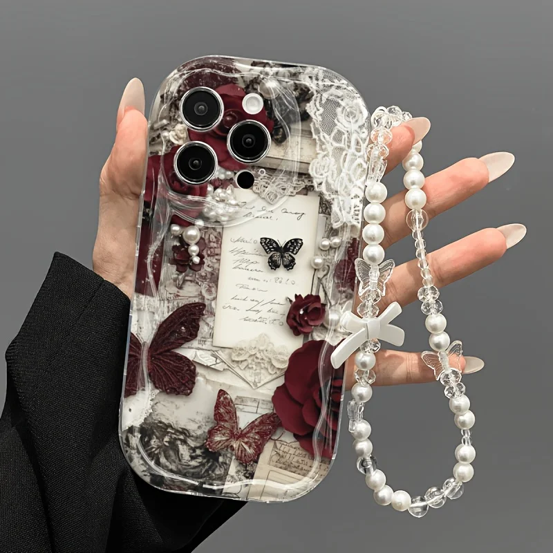 Vintage Newspaper Bow Ripple Border Lanyard 3D Phone Case For Samsung Galaxy S26 Ultra S25 S24 S23 A57 A37 A56 A55 A36 5G Cover