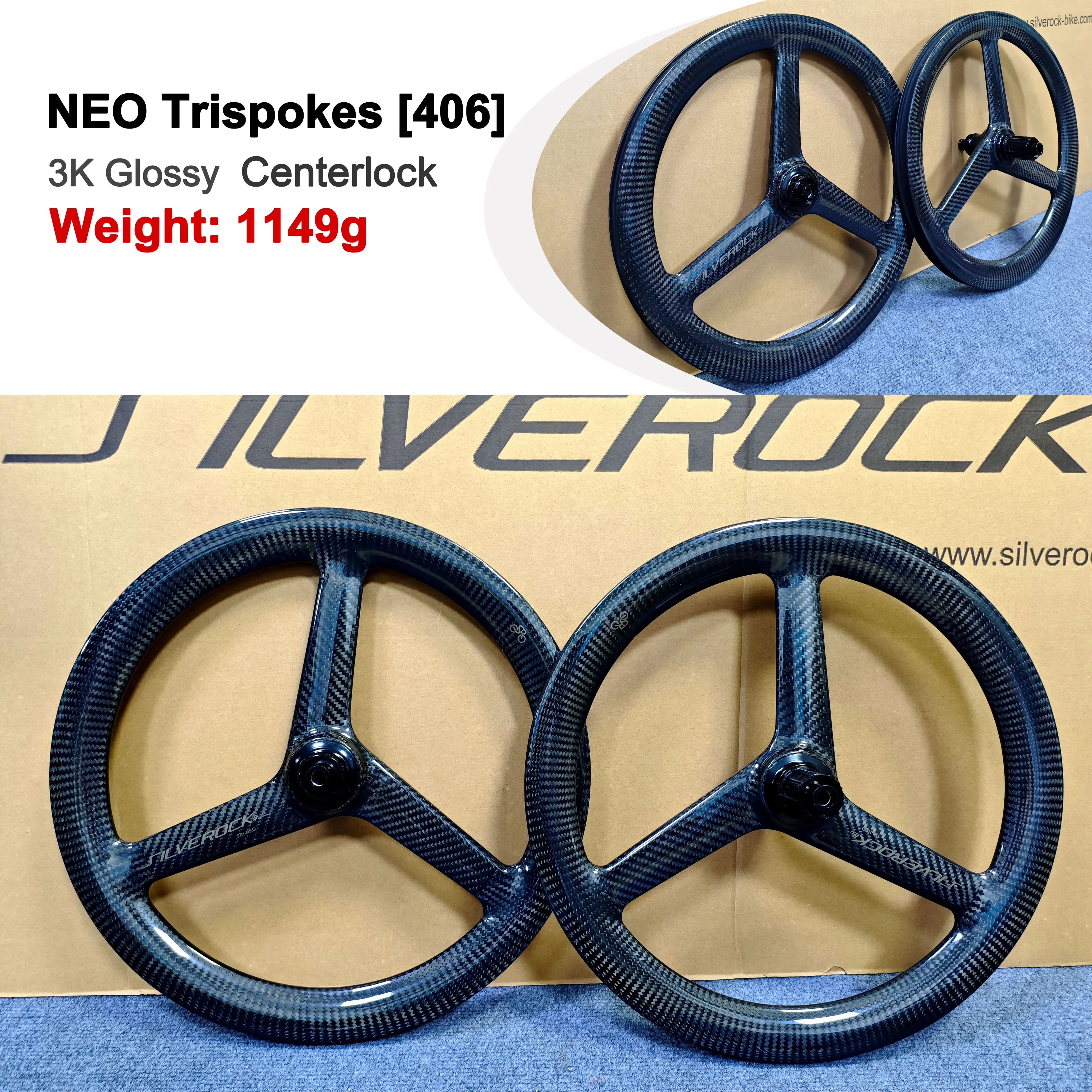 SILVEROCK 3-Spoke Carbon Wheels 20in Disc Thru Axle