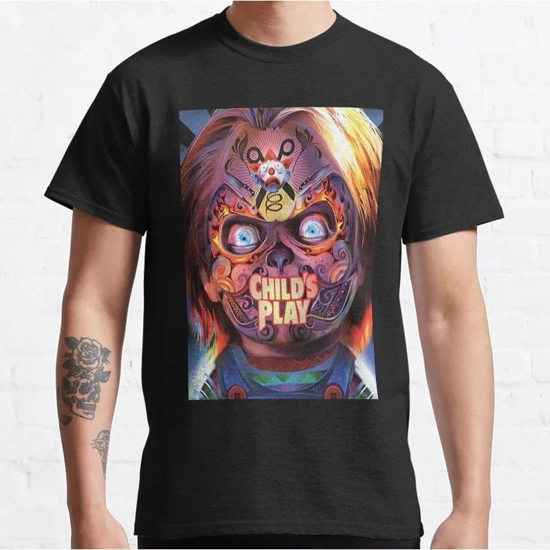 Chucky Child's Play Graphic T-Shirt Killer Doll Unisex Tee 0126 Cotton Short Sleeve Cult Slasher Horror Halloween Casual Tops
