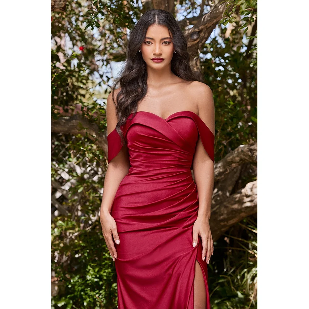 QueensLove abito da damigella d\'onore maniche a canotta abito da sera elegante abito da ballo in raso con spacco alto Spaghetti Party Club Wear