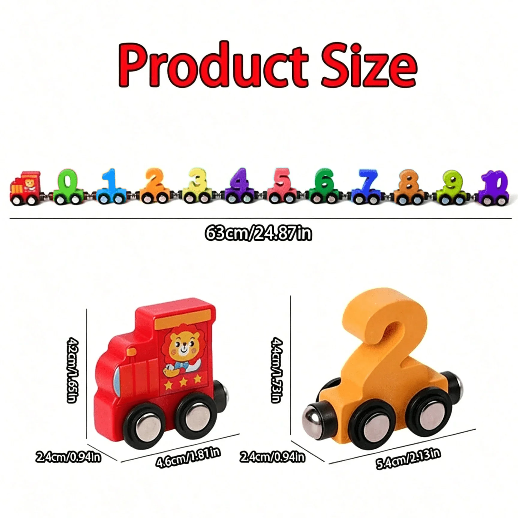 Magnetic Wooden Number Train Montessori Educational Toy For Kids Ages 3‑10, Safe Water‑Based Paint Wooden Train With Built‑In Magnets For Easy Assembly, Preschool Number Cognition Plaything To Develop Fine Motor Skills, Ideal Birthday