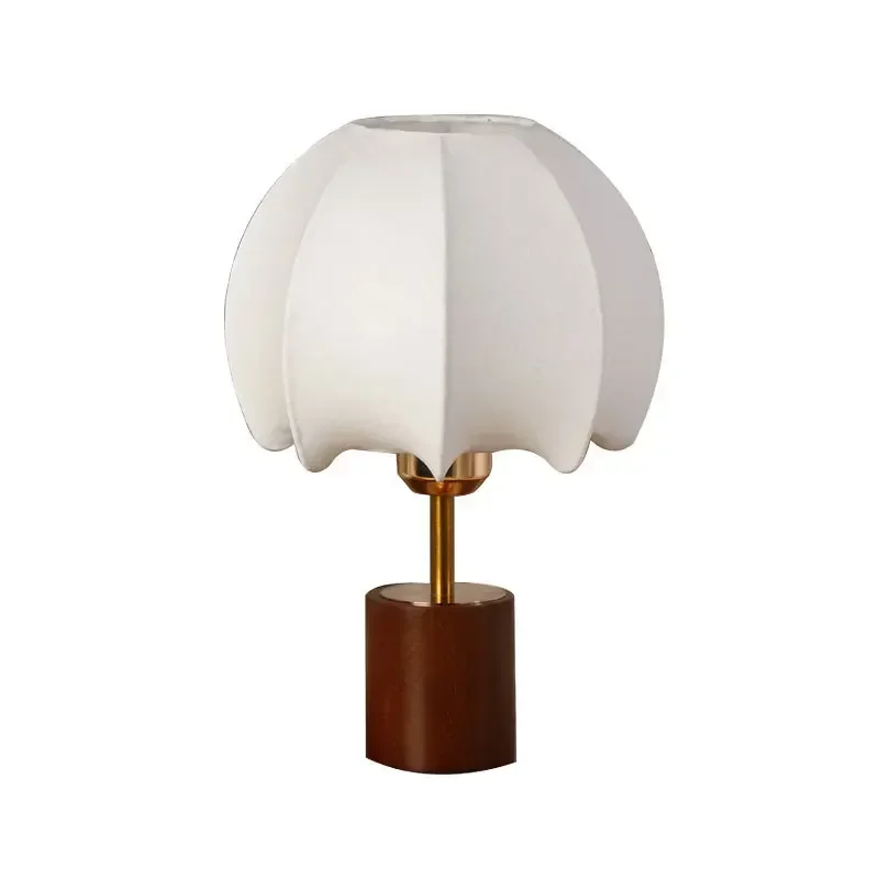Chinese style rustic retro solid wood desk lamp Bedroom bedside table antique decorative light Advanced feeling main bed lamp
