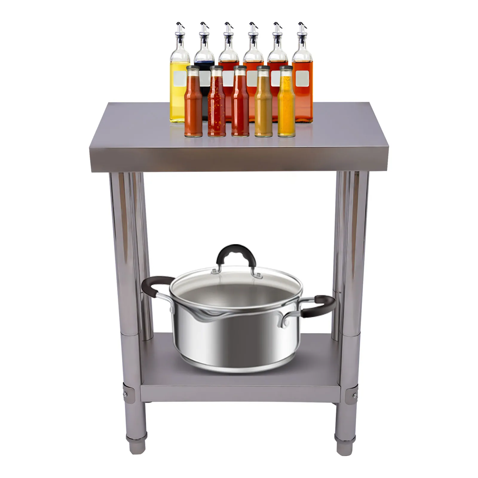 Stainless Steel Table for Prep & Work, Commercial Heavy Duty Food Prep Worktable with Undershelf for Restaurant, Home and Hotel