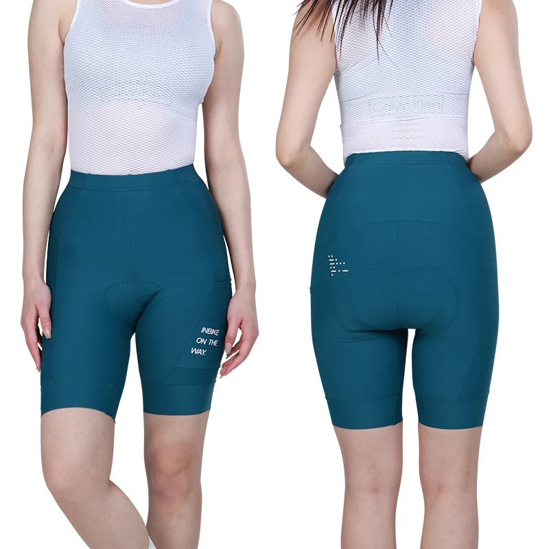 INBIKE Radfahren Shorts frauen Sommer Neue High-taille Tasche Fahrrad Straße MTB Outdoor Radfahren Atmungsaktive Stoßdämpfende Trägerhose