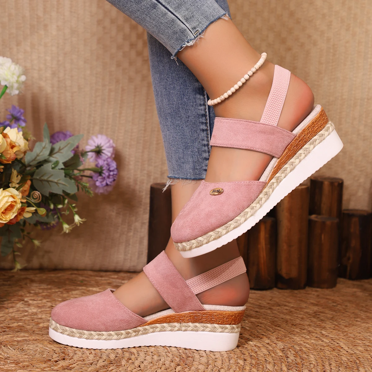 Sandal Wedge Fashion Solid Ter - Espadrille Sandal Women ulasan dan harga