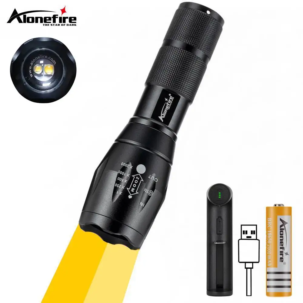 Zoom 2-in-1 Yellow+Orange Light LED Flashlight High Power Torch Outdoor Fishing Camping Hunting Photographic Selfie Fill Light