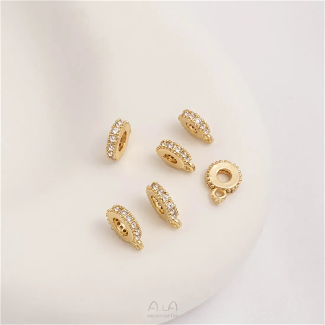 14K goud omwikkeld met hangende ring, zirkoon spacer, handgemaakte pakking, DIY hangende hanger, armband, ketting, sieradenaccessoires