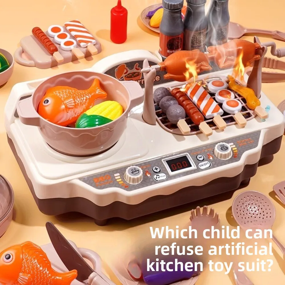 36in1 Children's Kitchen Toys Spray Effect Gas Stove Imitate Cooking Play Toys with Sound And Light Cosplay Kitchen Cooking Toys