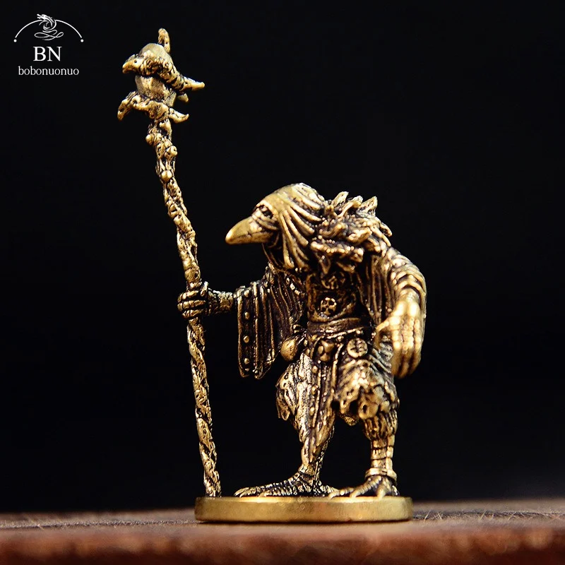 Vintage Brass sorcerer-bird Statue Desktop Ornaments Home Decorations Crafts Medicine man Figurines Miniatures Accessories