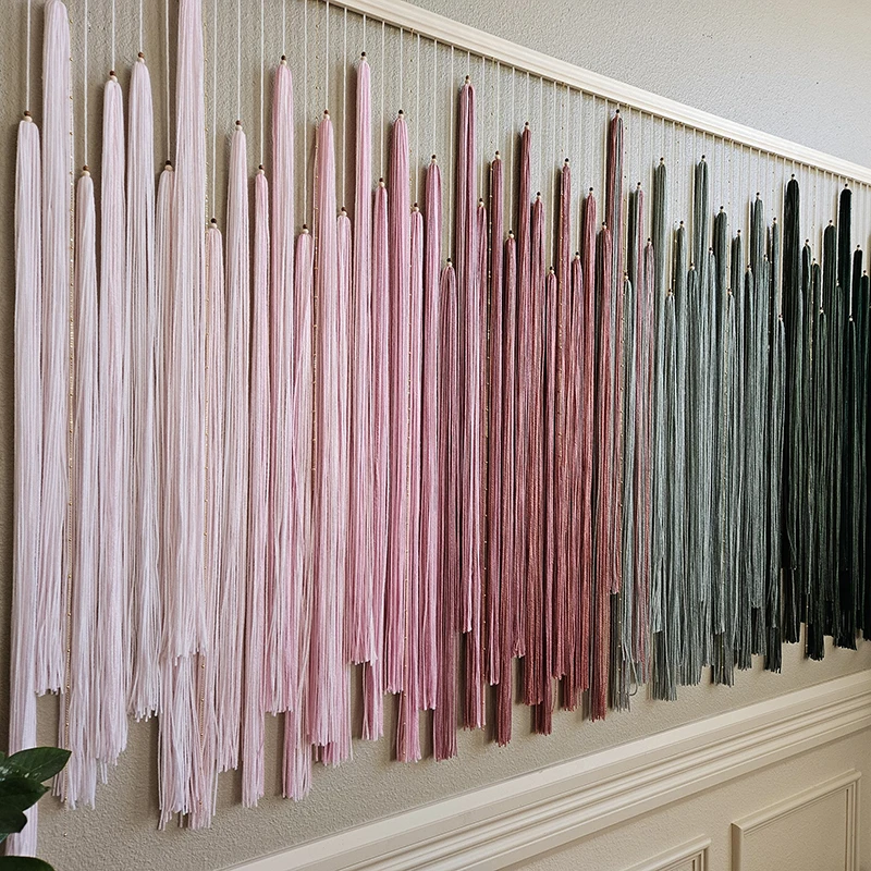 Living room and bedroom home decoration hand weaving gradual change fringe wall hanging art design enhance room atmosphere