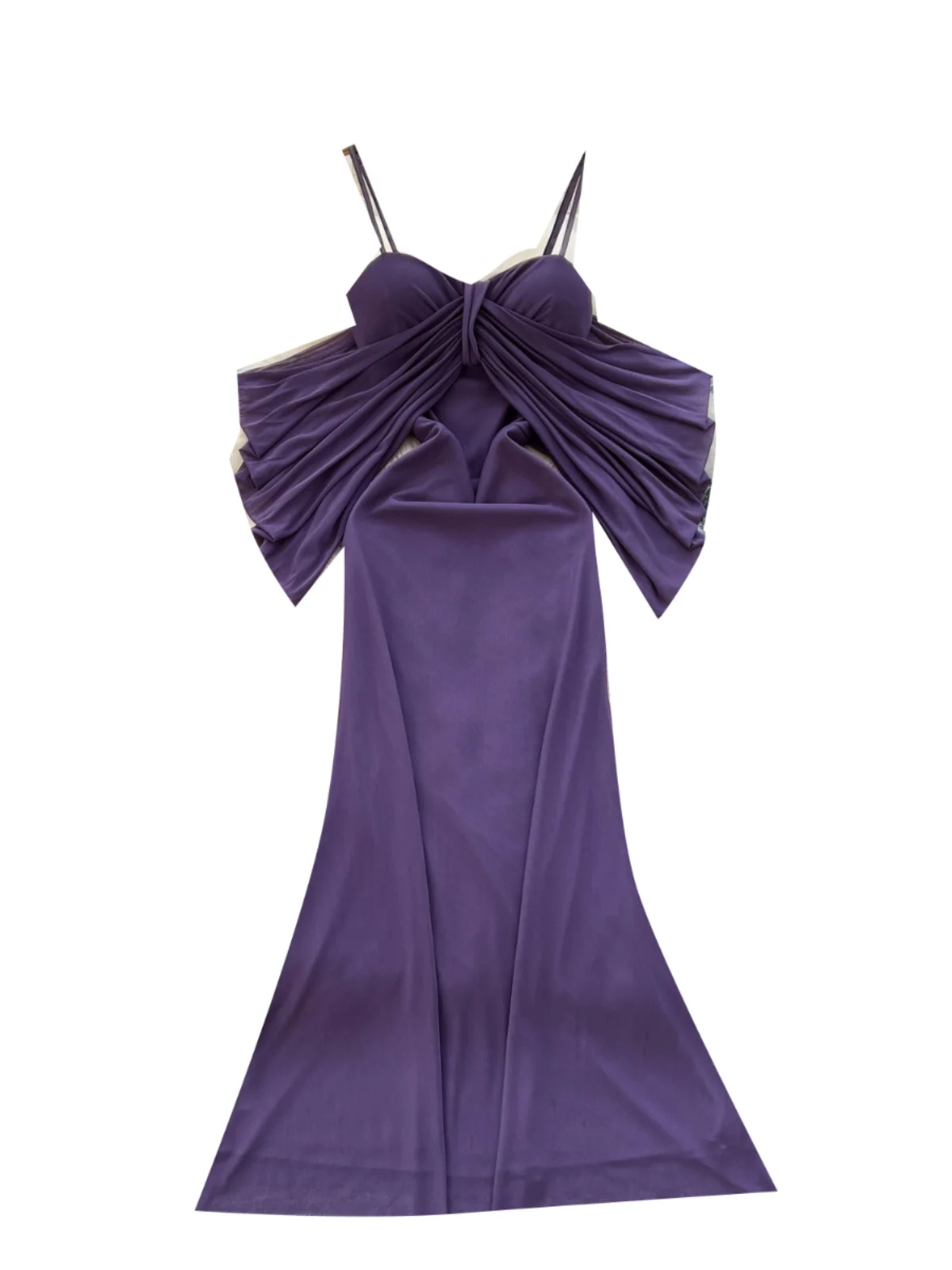 エレガントなノットショルダーブライドメイドドレス女性の秋のロングドレス高級ミニマリストスタイル A ラインスカート韓国語バージョンミディドレス