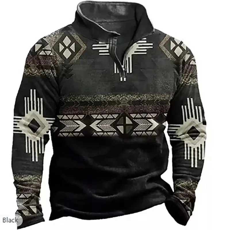 Spring Autumn Men Clothes Long Sleeve 3D Digital Print 100% Polyester Elastic and Suitable for Sports and Casual Wear