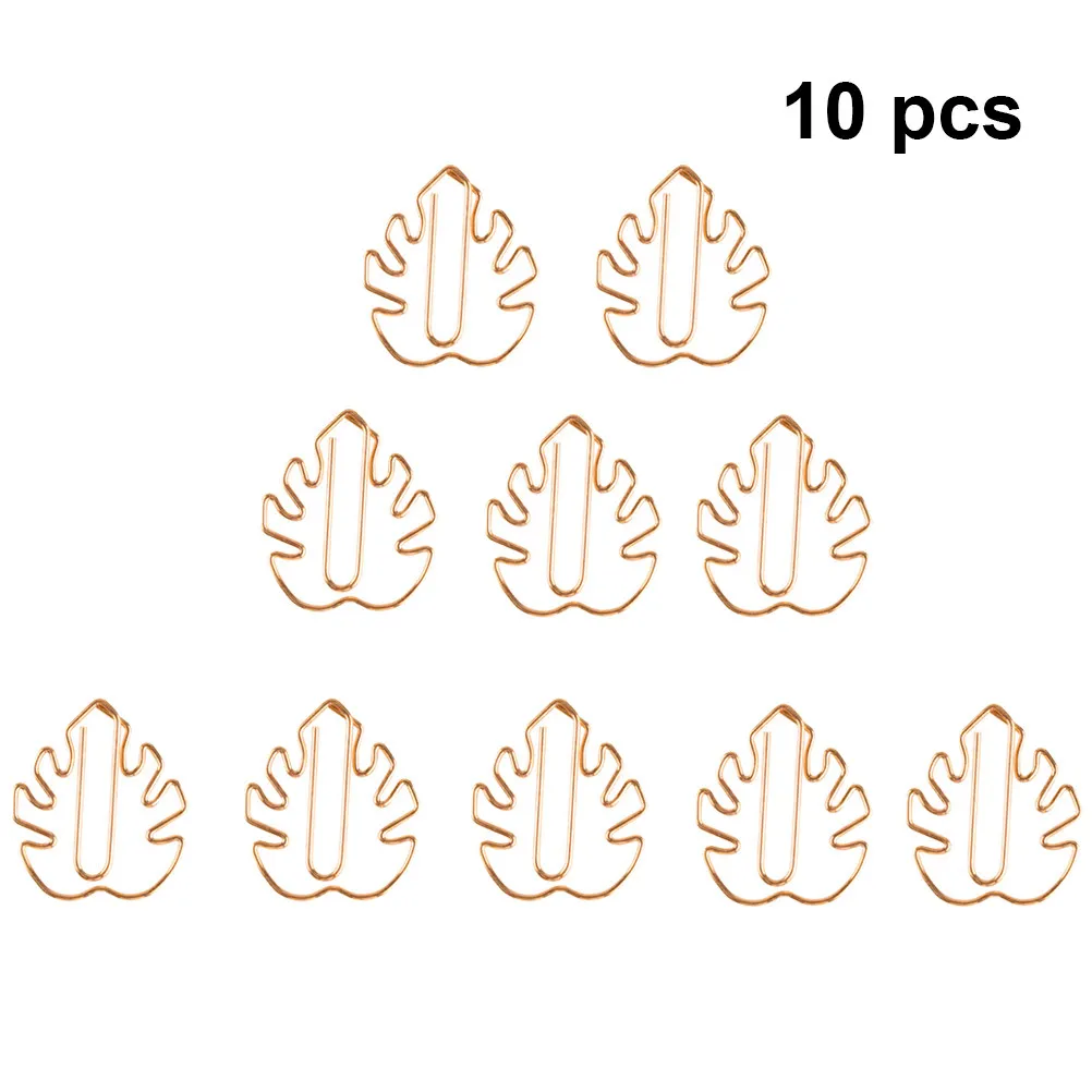 10Pcs Exquisite Tortoise Leaf Shaped Metal Paper Clips Creative Bookmark Clip for Photo Note Sorting School Office Rose Gold