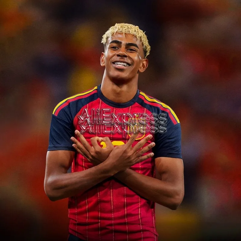 Camiseta del equipo nacional español, versión de jugador local del mismo jersey que Yamal, uniforme de entrenamiento de fútbol para estudiantes