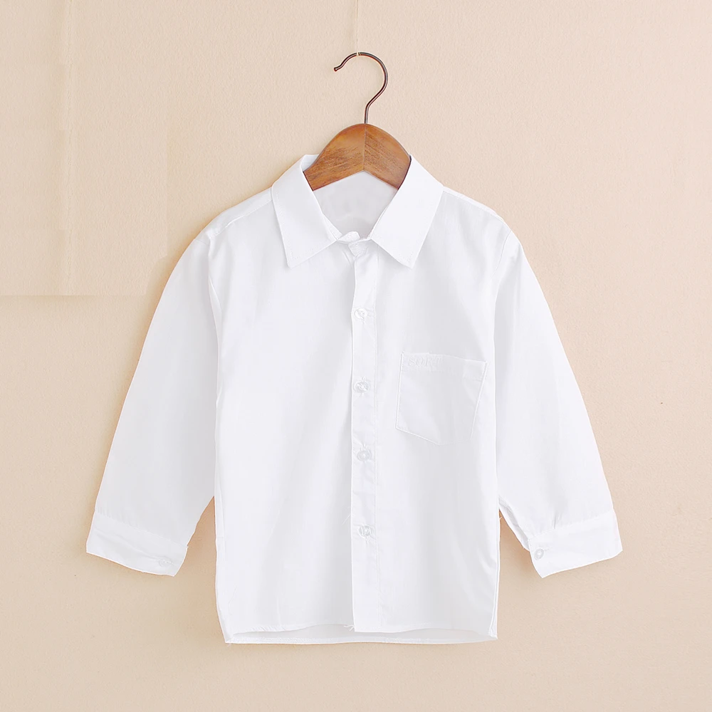 Children's shirt in the spring and autumn new boys and girls suit collar shirt Children's pure color long sleeve shirt