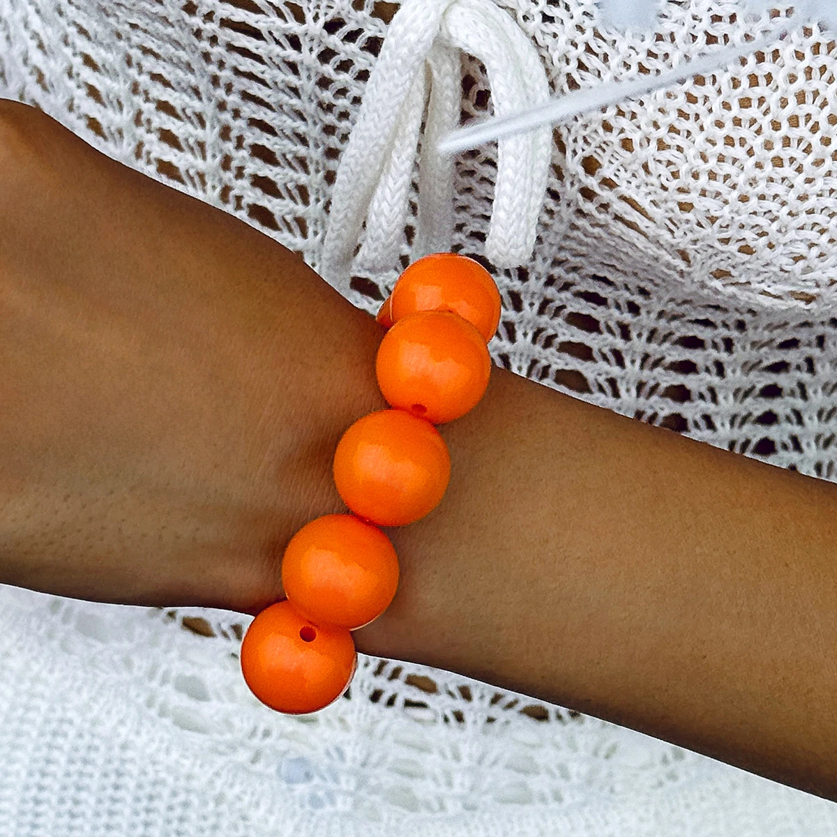 Docona New Arrival Colorful Big Bead Bracelets for Women Personality Punk Resin Holiday Jewelry Accessories Wholesale Gift