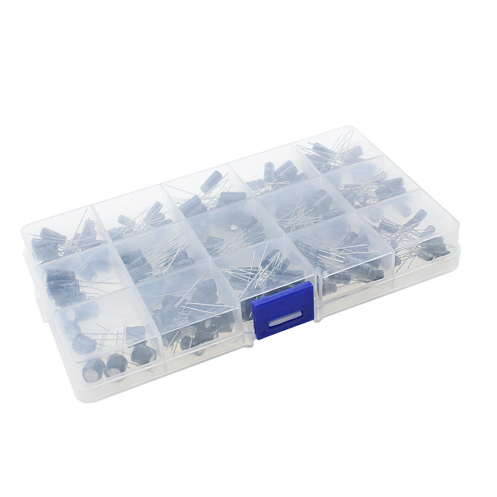 120/200/500 Stuks 16V 25V 50V 0.1uF - 1000uF Aluminium Elektrolytische Condensator Diverse Kit Box 1uF 4.7uF 10uF 47uF 220uF 330uF 470uF