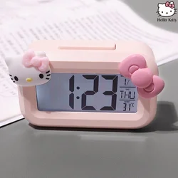 Cute Hello Kitty Alarm Clock Anime Sanrio Noctilucent Alarms Clocks Cartoon Kawaii Dormitory Clocks Desktop Decoration Kids Gift