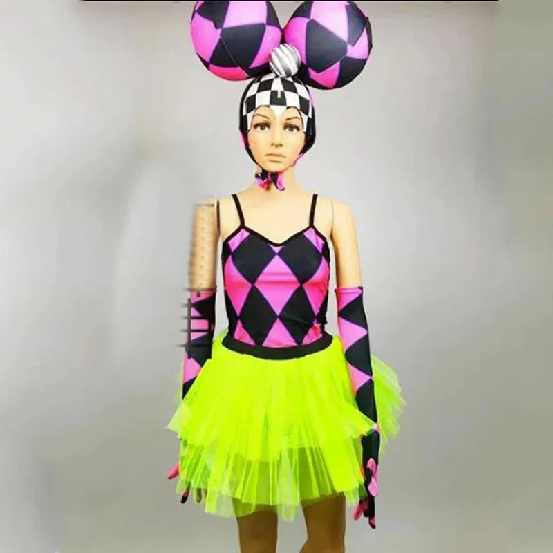 3 Styles Big Headwear Cosplay Bodysuit Women Party Gogo Dancer Costumes Bar Nightclub Ds Dj Stage Show Rave Outfit XS6944