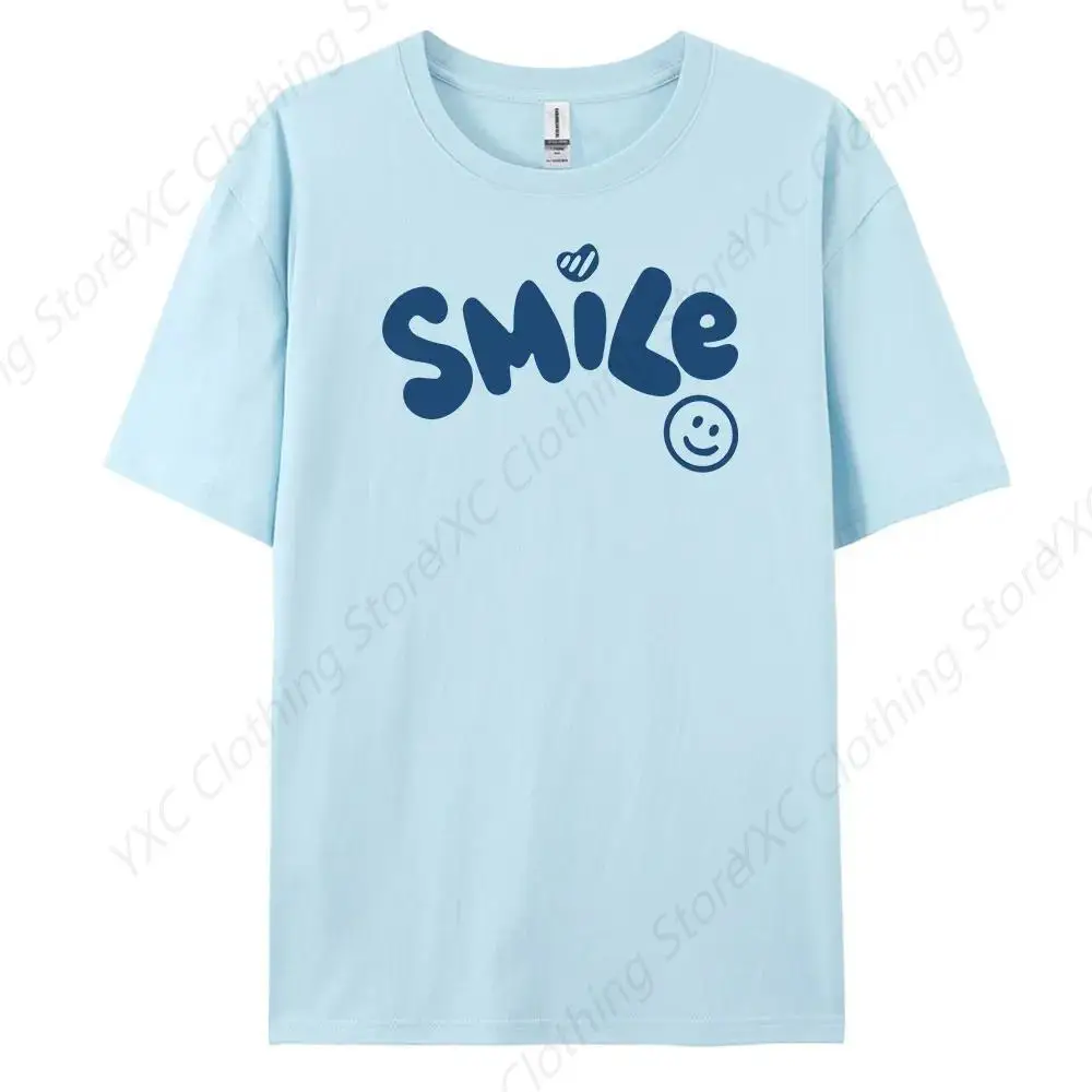 Smile Men's Casual Short-sleeved T-shirt with 100% Cotton Fashion print Tees Crew Neck Soft Fitted Tees S - 6XL Fresh