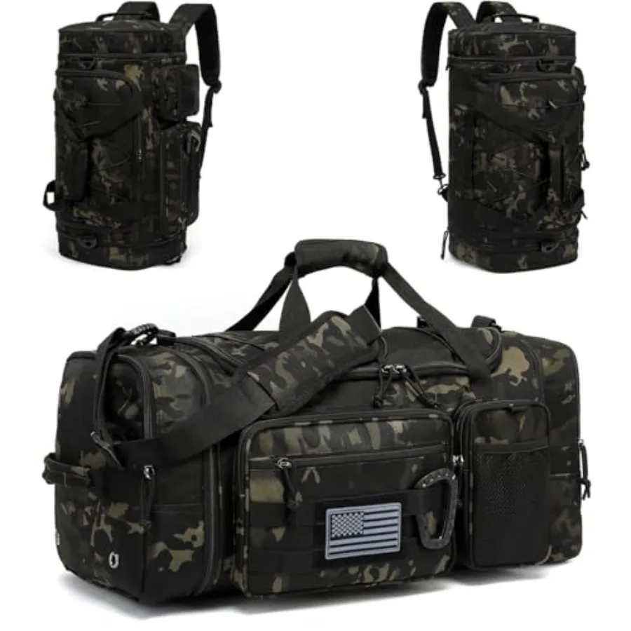 

3 in 1 Tactical Gym Bag Backpack for Men 40-45L Expandable Travel Duffle Bag for Women Military Sport Duffel Bags Weekend Overn