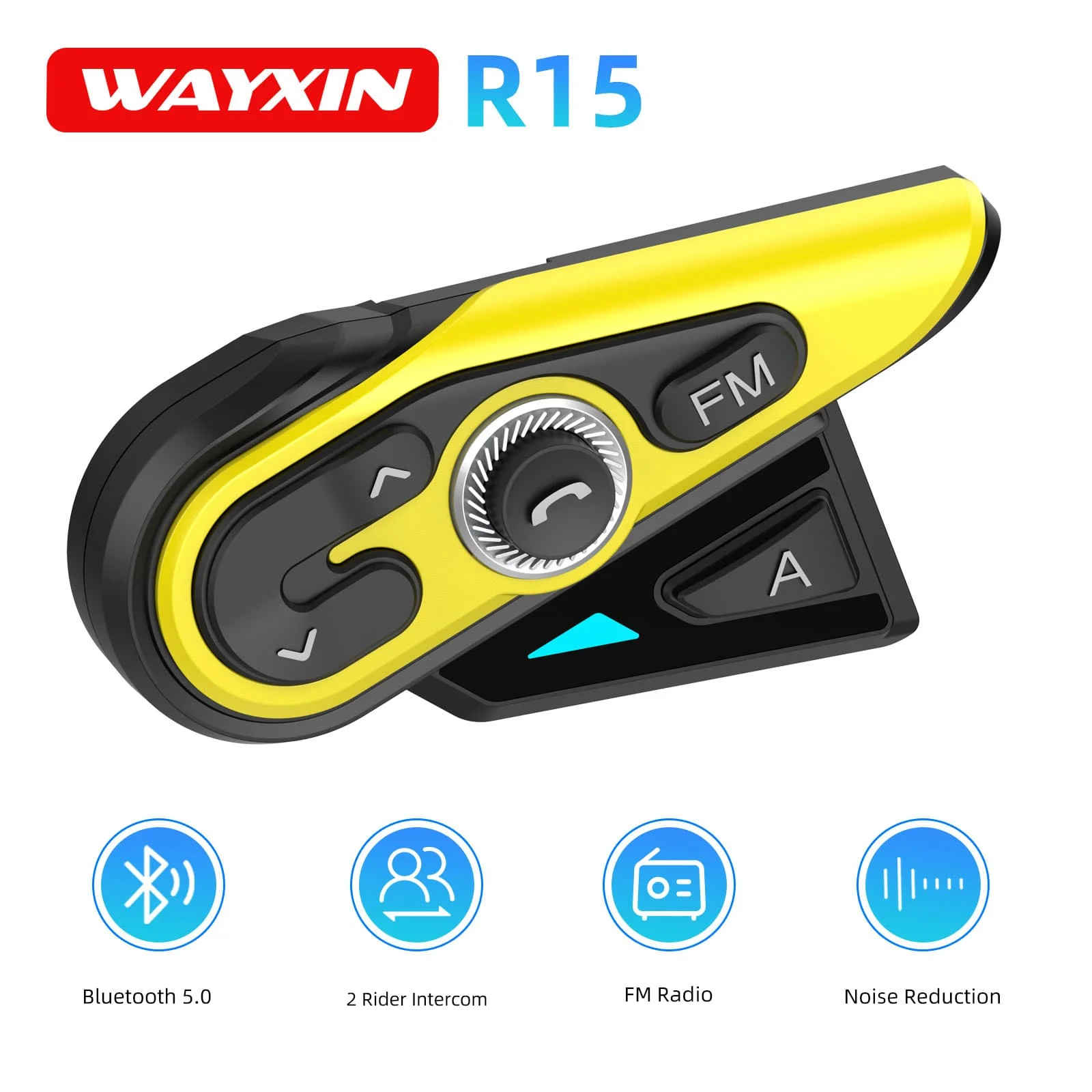 WAYXIN R15 Motorcycle Bluetooth Helmet Headset 2 Riders Intercom BT5.0 FM Radio Waterproof IPX6 Motorbike Helmet Communication
