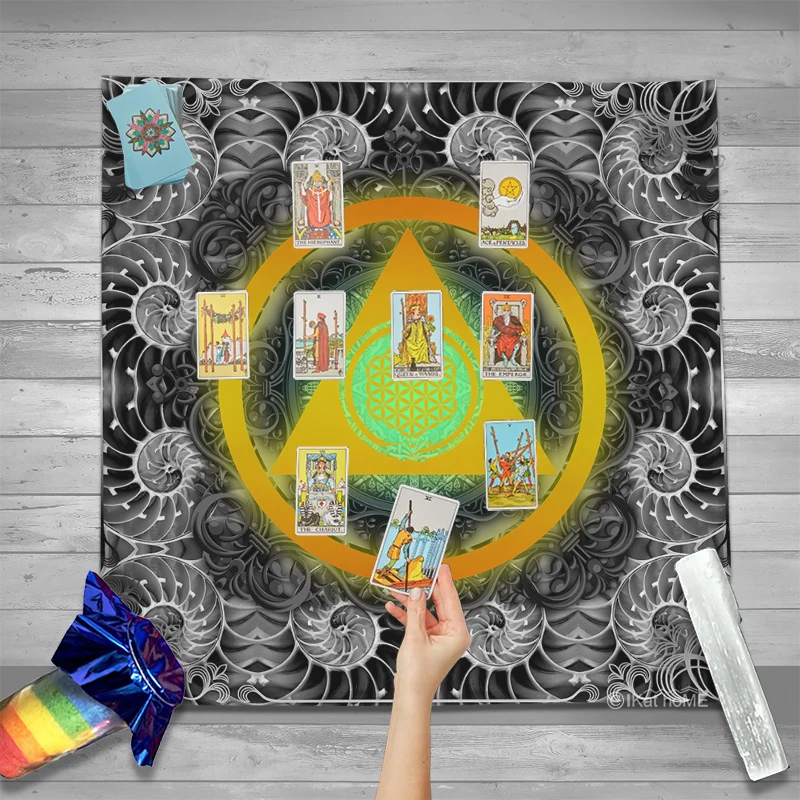 Spirituality Flower Of Life Tarot Tablecloth Velvet Altar Cloth Oracle Card Pad Mat Boho Tapestry Witchcraft Astrology Supplies