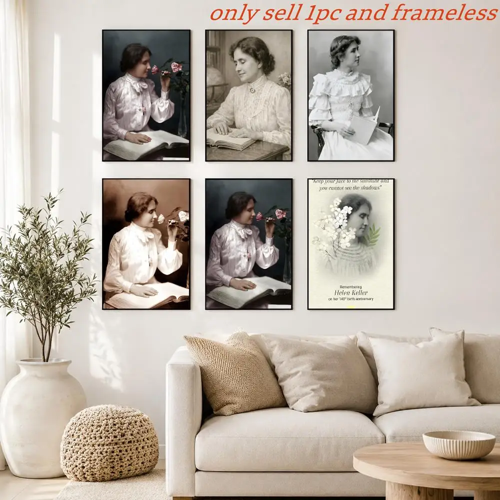 Famous Writer Beautiful H-Helen Keller Poster Aesthetic Painting Wall Art Poster Home Bedroom Living Room Decor