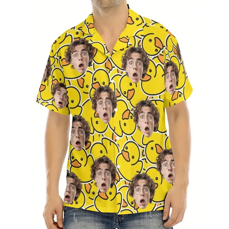 

Hip Hop Beer Party Personality Custom Photo Shirt Unisex Leisure Funny Banana Pepper Pattern Hawaiian Shirts Humour Gift Shirt