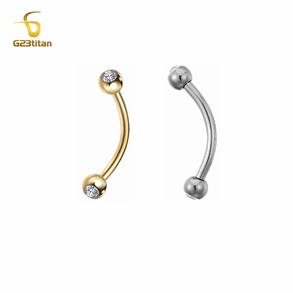 1pc 10pc 16G Zircon G23 Titanium Curved Barbell Eyebrow Ring Ear Cartilage Helix Tragus Earring Bridge Lip Piercing Body Jewelry